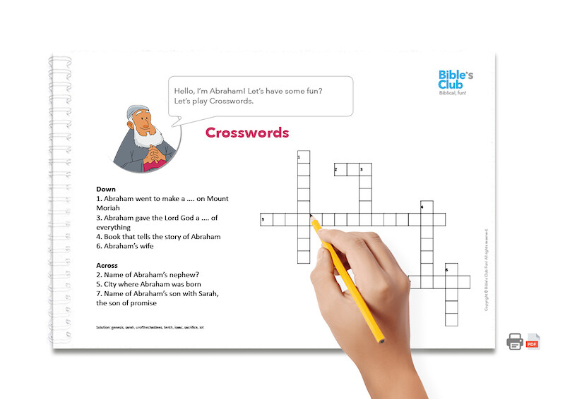 Children's Ministry Activity: Crosswords. Abraham