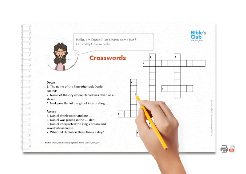 Children's Ministry Activity: Crosswords. Daniel