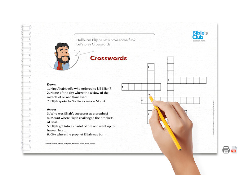 Children's Ministry Activity: Crosswords. Elijah