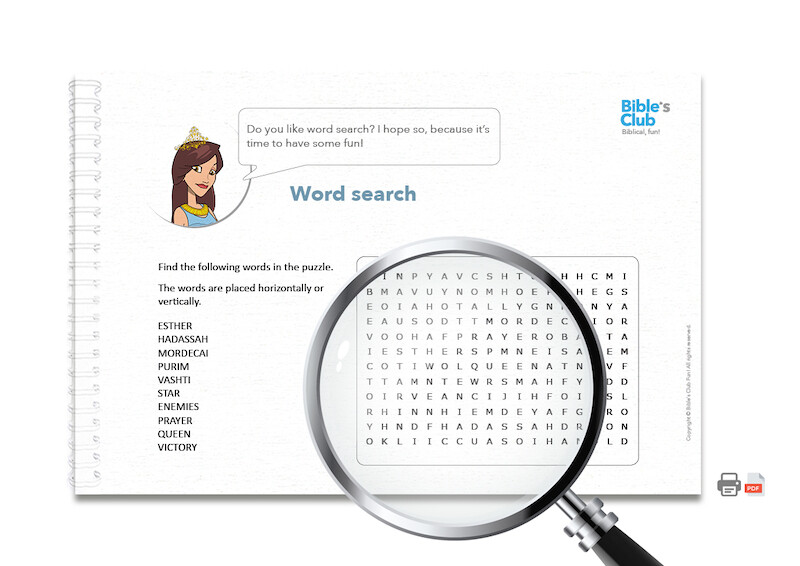 Activity for Children's Ministry: Word Search. Esther