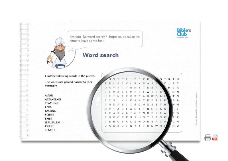 Activity for Children's Ministry: Word Search. Ezra