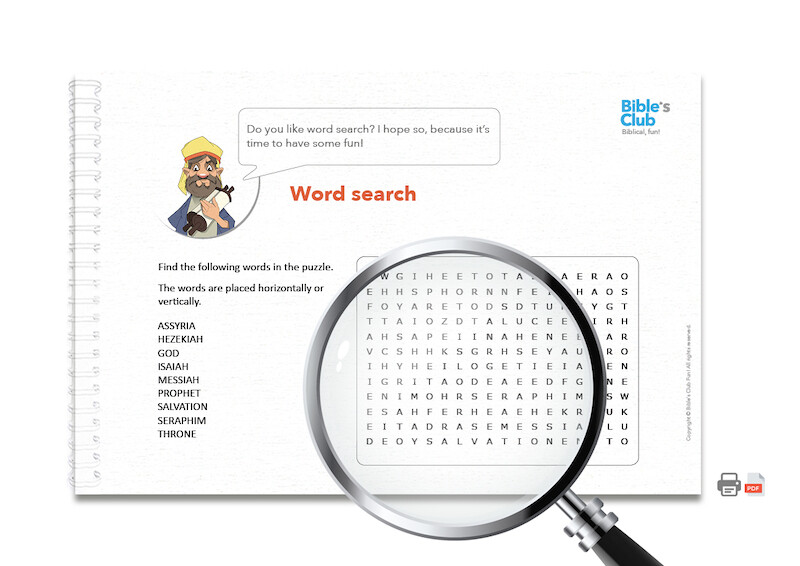 Activity for Children's Ministry: Word Search. Isaiah