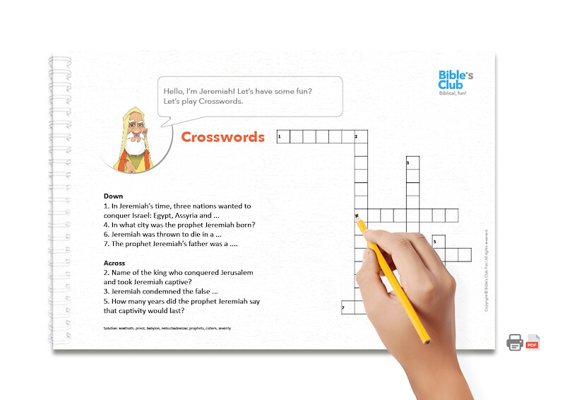 Children's Ministry Activity: Crosswords. Jeremiah