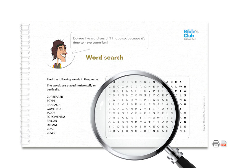 Activity for Children's Ministry: Word Search. Joseph