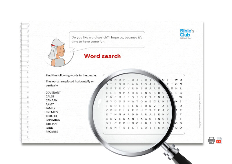 Activity for Children's Ministry: Word Search. Joshua