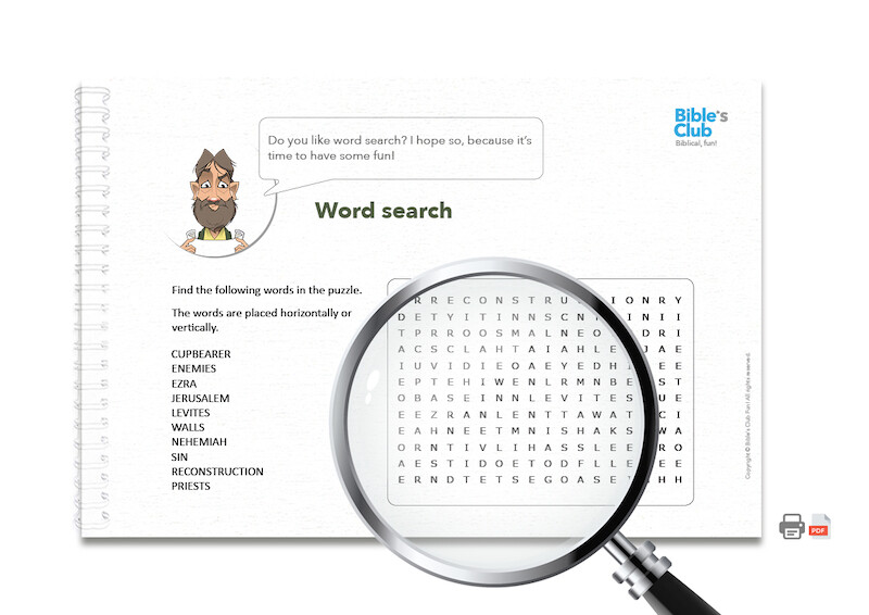 Activity for Children's Ministry: Word Search. Nehemiah