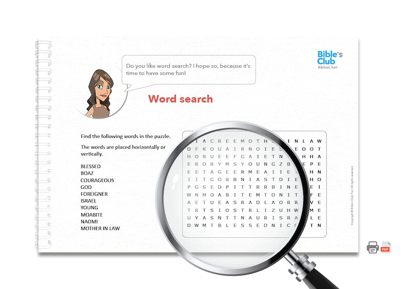 Activity for Children's Ministry: Word Search. Ruth