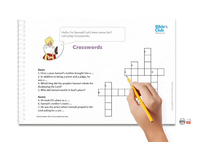 Children's Ministry Activity: Crosswords. Samuel