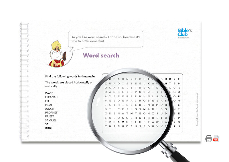 Activity for Children's Ministry: Word Search. Samuel