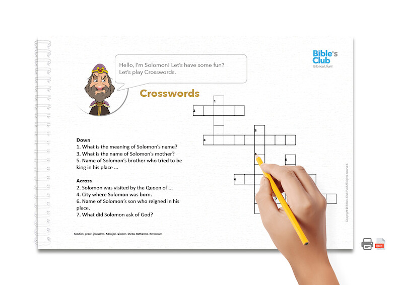 Children's Ministry Activity: Crosswords. Solomon