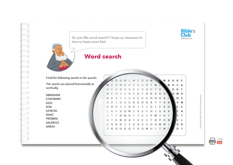 Activity for Children's Ministry: Word Search. Abraham